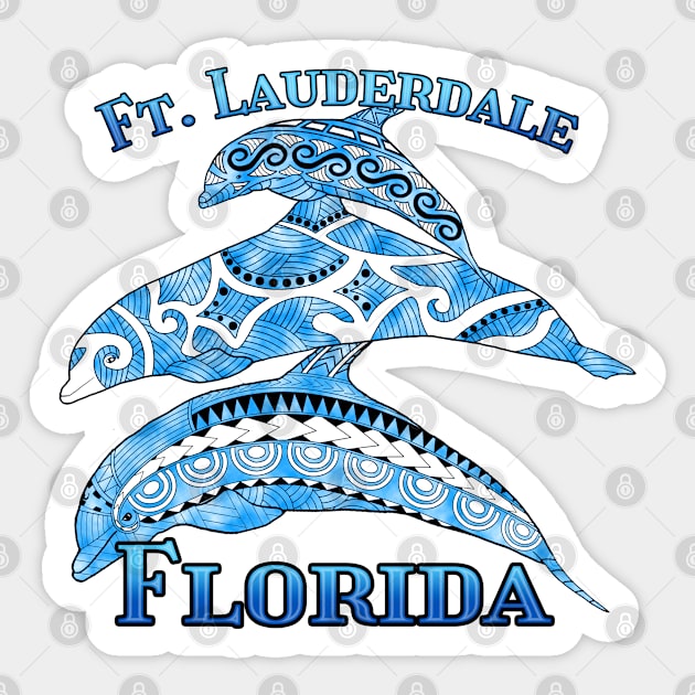 Fort Lauderdale Florida Vacation Tribal Dolphins Sticker by macdonaldcreativestudios